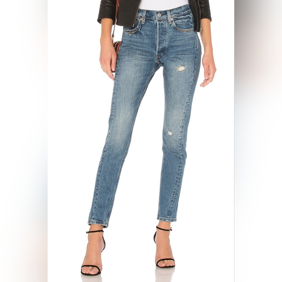 Levis Blue Altered 501 Skinny Jeans In Moody Blues Dize 26 L30 - Picture 6 of 13